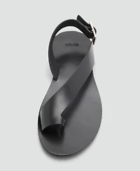 Mango Women's Cross Strap Leather Sandals