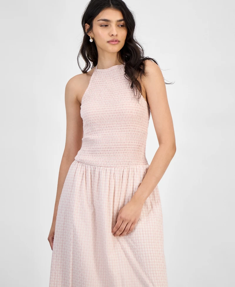 And Now This Women's Cotton Gingham Smocked Halter Maxi Dress, Exclusively at Macy's