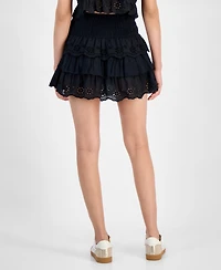 And Now This Women's Eyelet Cotton Tiered Mini Skirt