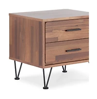 Modern Metal Bedside Table – Nightstand with Two Spacious Drawers for Bedroom Storage