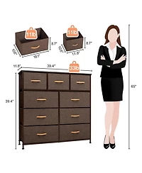 Steel and Fabric 9-Drawer Triple Dresser – Spacious Storage