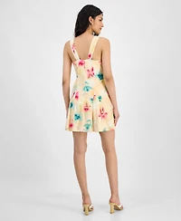 Bar Iii Printed V-Neck Empire-Waist Sleeveless Dress, Exclusively at Macy's