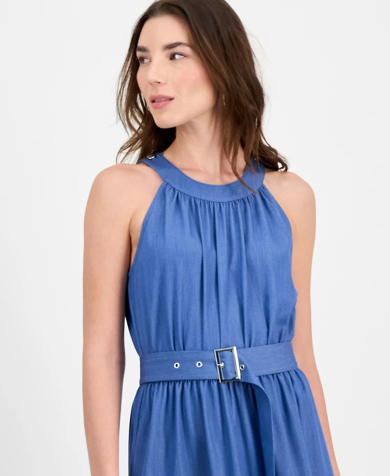 T Tahari Women's Tiered Fit & Flare Halter Maxi Dress