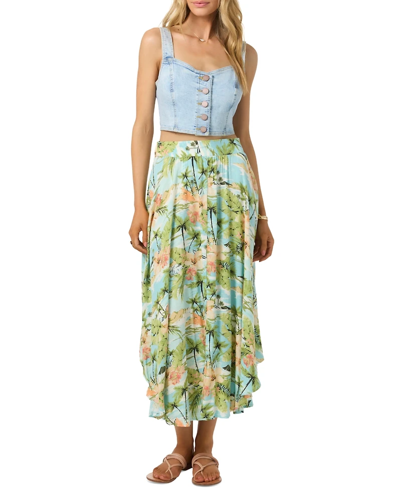 O'Neill Juniors' Delphina Cotton-Blend Sweetheart Skimmer Top