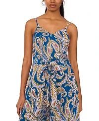 Msk Women's Tie-Waist Genie-Leg Paisley-Print Jumpsuit