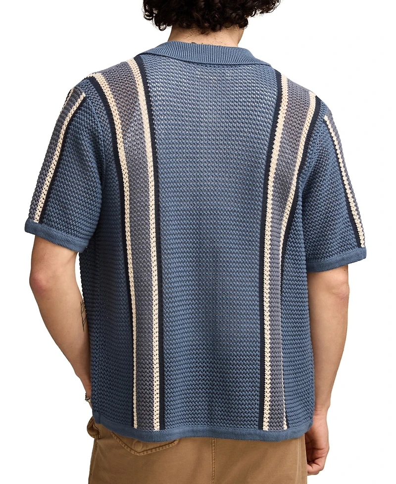 Lucky Brand Men's Short Sleeve Striped Button-Front Shirt