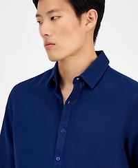 Alfani Men's Short-Sleeve Solid Textured Shirt, Created for Macy's