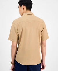 Alfani Men's Short-Sleeve Solid Textured Shirt, Created for Macy's