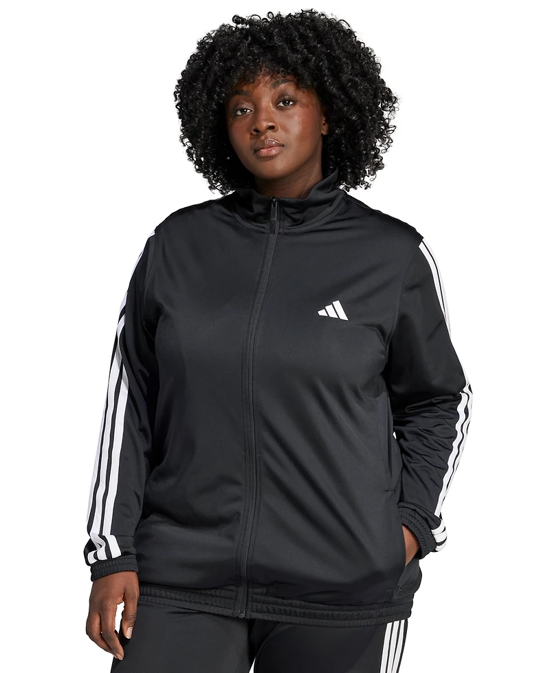 adidas Plus Size Essentials Tricot Three Stripes Track Jacket