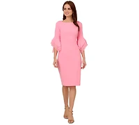 Adrianna Papell Women's Crepe Tiered-Sleeve Sheath Dress