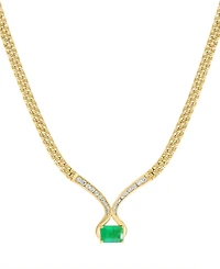 Effy Emerald (1-3/8 ct. t.w.) & Diamond (1/3 ct. t.w.) Fancy 16" Collar Necklace in 14k Gold