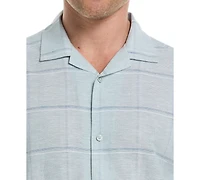 Cubavera Men's Classic-Fit Windowpane-Print Linen Blend Camp Shirt