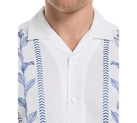 Cubavera Men's Linen Blend Embroidery Leaf Button-Down Shirt