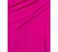 Betsy & Adam Women's Scuba Sleeveless Ruffled-Slit Dress