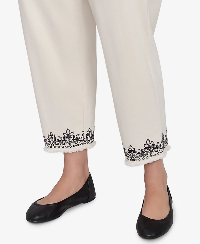 Alfred Dunner Plus Natural Instinct Classic Cuffed Medallion Pull On Ankle Pants
