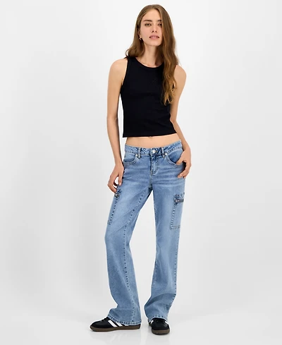 Madden Girl Juniors' Low Rise Cargo Bootcut Jeans