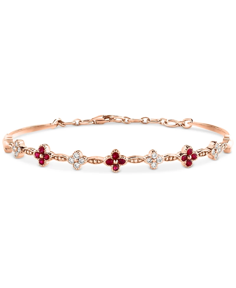 Lali Jewels Ruby (1/2 ct. t.w.) & Diamond (1/3 ct. t.w.) Bangle Bracelet in 14k Rose Gold