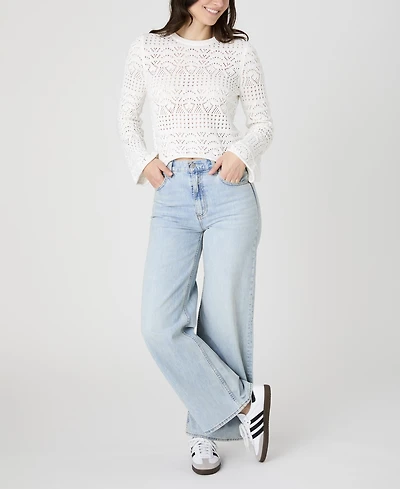 French Connection Women's Cropped Crotchet-Bobble Long Sleeve Sweater