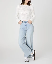 French Connection Women's Cropped Crotchet-Bobble Long Sleeve Sweater