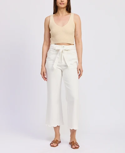 En Saison Women's Courtney Scallop-Hem Pants