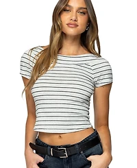 Edikted Women's Lihi Striped Boat Neck Top