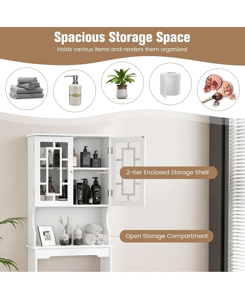 Gymax Bathroom Over The Toilet Space Saver Storage Cabinet Organizer Shelf