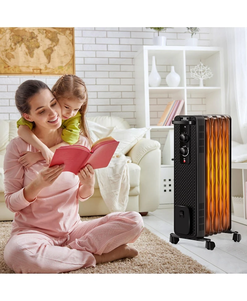 Gymax 1500W Oil Filled Radiator Space Heater w/ 3 Heating Modes White