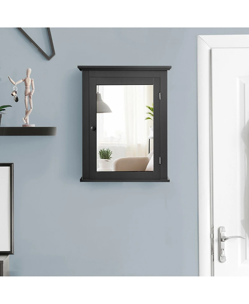 Gymax Bathroom Mirror Cabinet Wall Mounted Adjustable Shelf Medicine