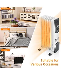 Gymax 1500W Oil Filled Radiator Heater Portable Space Heater w/ 3 Heat Settings