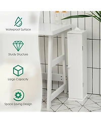 Gymax Toilet Tissue Storage Tower Bathroom Storage Floor Cabinet w/ 4 Shelves