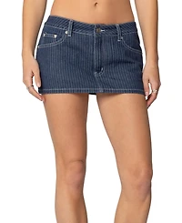 Edikted Women's Neria Pinstripe Denim Micro Skort