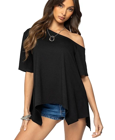 Edikted Womens Josy Off Shoulder Handkerchief Top