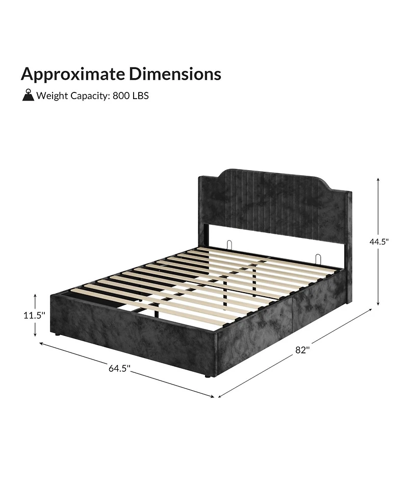 Stuart Hydraulic Lift Up Storage Upholstered Platform Bed