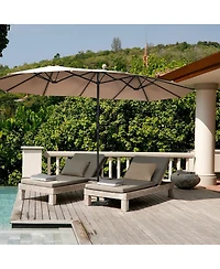 Gymax 15' Twin Patio Umbrella Double-Sided Outdoor Market Umbrella with Crank