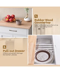 Rolling Kitchen Island Cart with Drawer and Towel Rack – Mobile Kitchen Storage and Prep Cart with Towel Holder