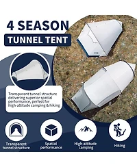 Naturehike Jims Gear Ultralight Backpacking Tent, 1-2 Person Tunnel Tent with Vestibule, Waterproof and Windproof for High-Altitude Camping