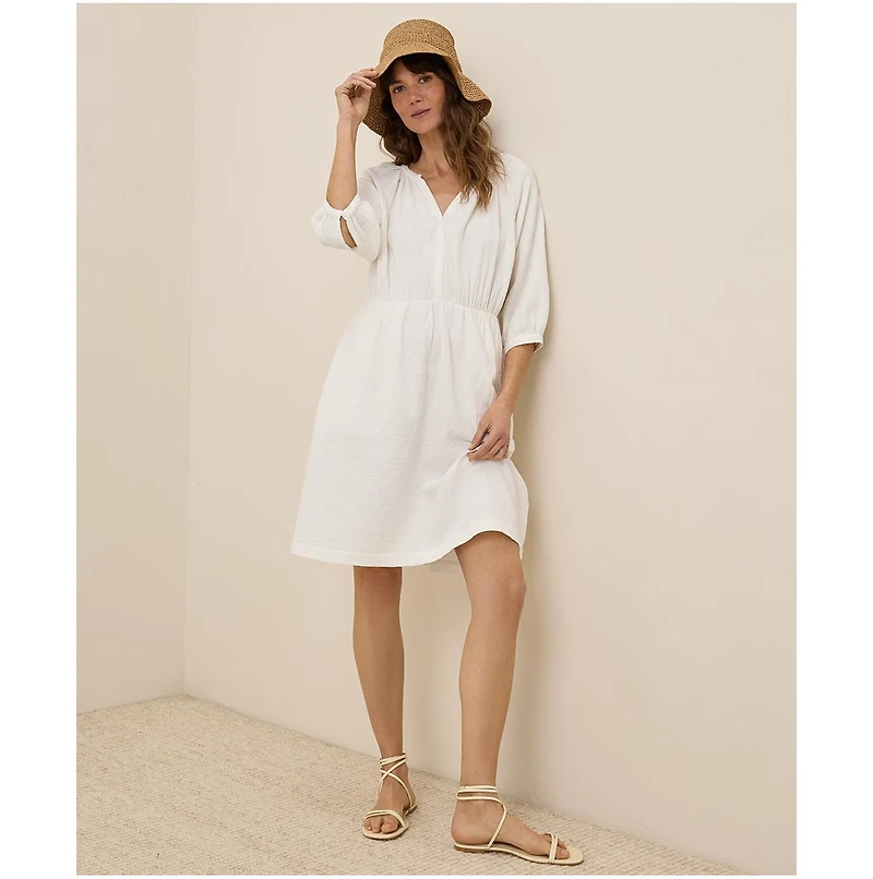 Pact Women's Organic Cotton Coastal Double Gauze Peasant Dress