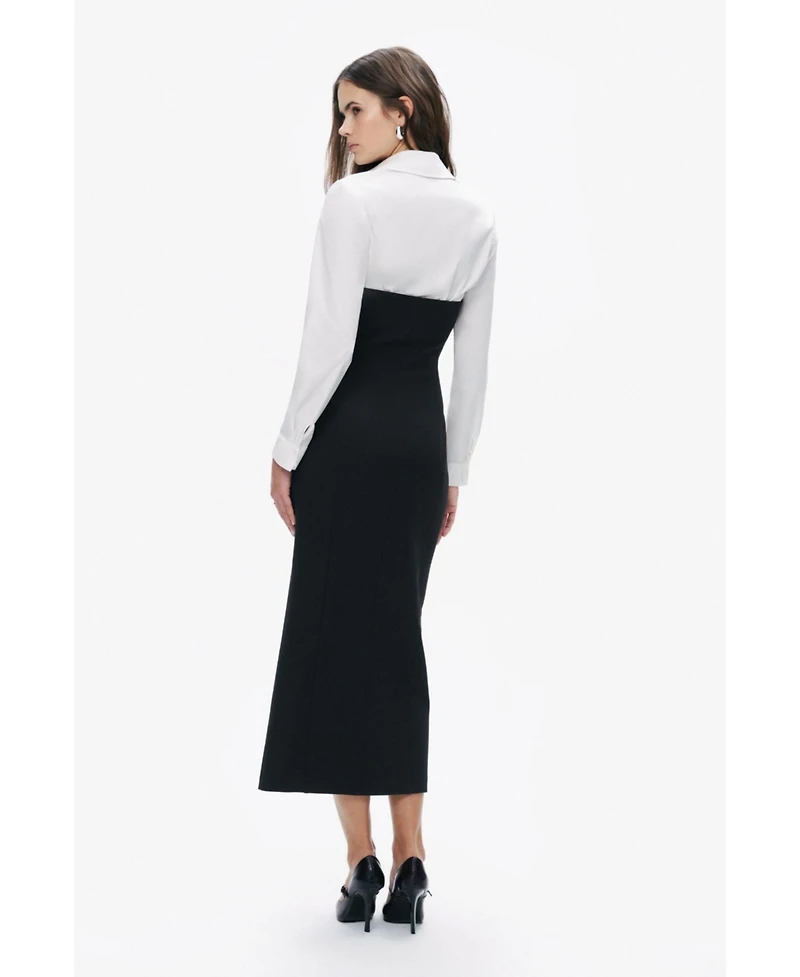 Nocturne Women's Shirt Detail Midi Dress