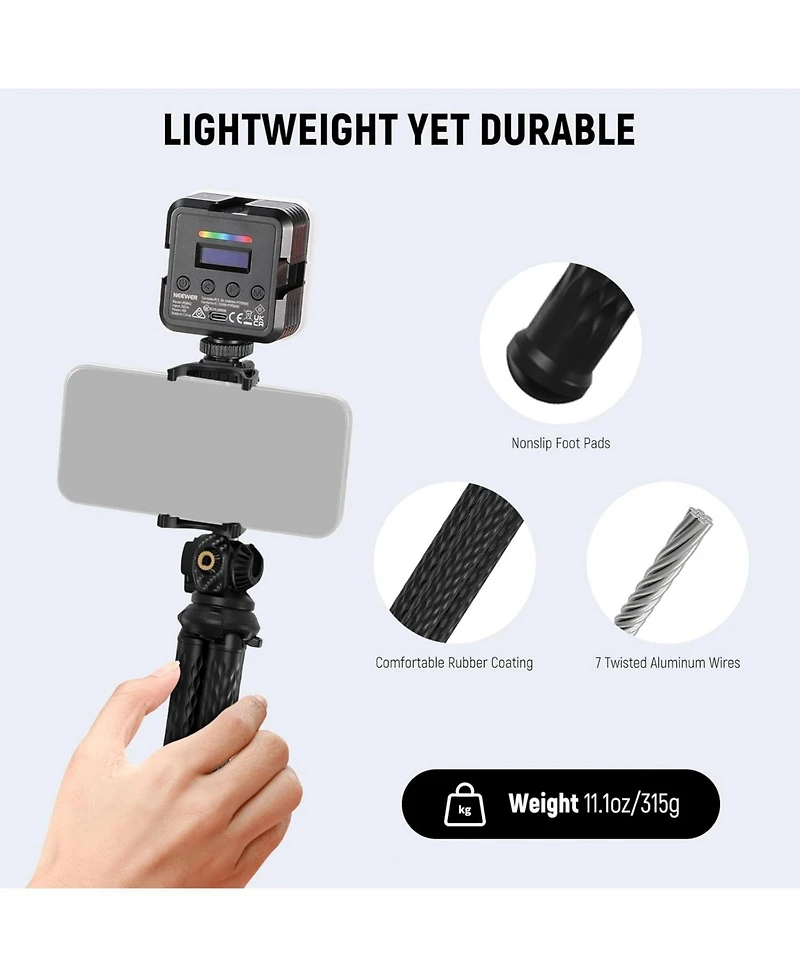 Neewer Flexible Tripod with Remote, Mini Camera Phone Tripod Stand Vlog Selfie Stick with Phone Holder & Action Camera Adapter Compatible with GoPro I