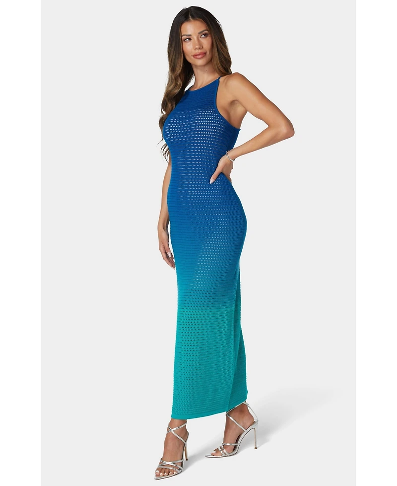 Bebe Women's Ombre Crochet Slip Maxi Dress