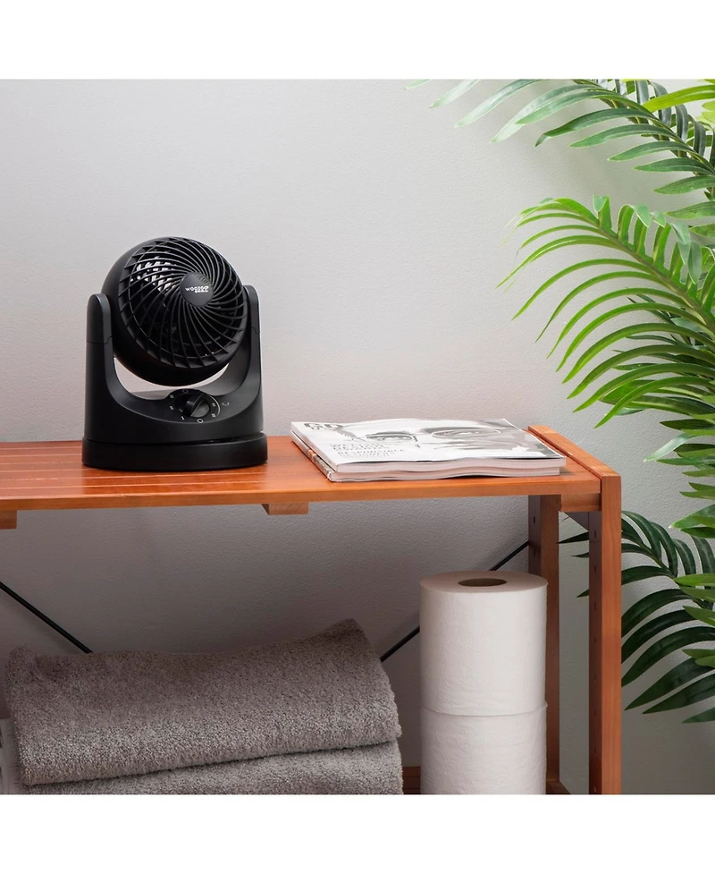 Iris Usa Woozoo Fan, Small Oscillating Desk Fan, Table Air Circulator, 3 Speeds, 32ft Max Air Distance, Mini Fan 8 Inches, 112° Adjustable Tilt,