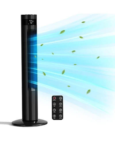 Antarctic Star Tower Fan Portable Electric Oscillating Quiet Cooling Remote Control Standing Bladeless Floor Fans 3 Speeds Wind Modes Timer Bedroo