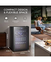 Antarctic Star 4.5 Cu.ft Beverage Cooler with Glass Door, Holds 145 Cans, Digital Temperature Control for Soda, Beer, or Wine, Compact Drink Fridge fo