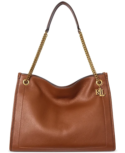 Lauren Ralph Bradley Large Pebbled Leather Tote Bag