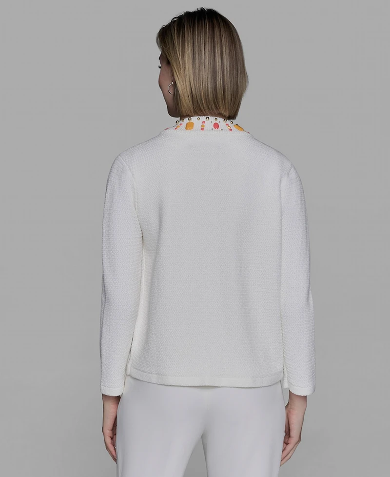 Karl Lagerfeld Paris Women's Embellished-Neck Jacket