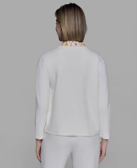 Karl Lagerfeld Paris Women's Embellished-Neck Jacket