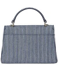 Lauren Ralph Lauren Striped Canvas Small Farrah Satchel