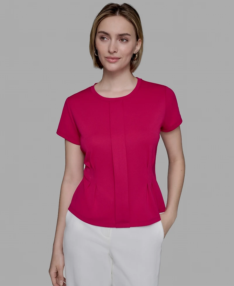 Karl Lagerfeld Paris Women's Pleated Short-Sleeve Blouse