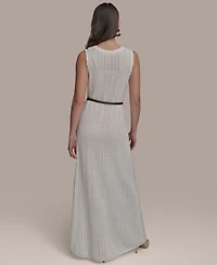 Donna Karan New York Women's Pointelle Knit Belted Dress