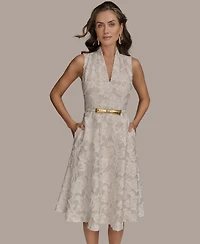 Donna Karan New York Women's Belted Jacquard Dress